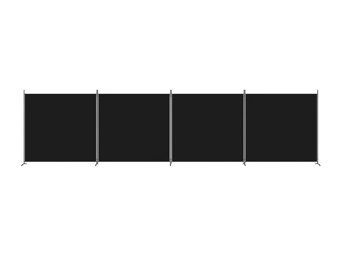 Cloison de séparation 4 panneaux Noir 698x180 cm Tissu