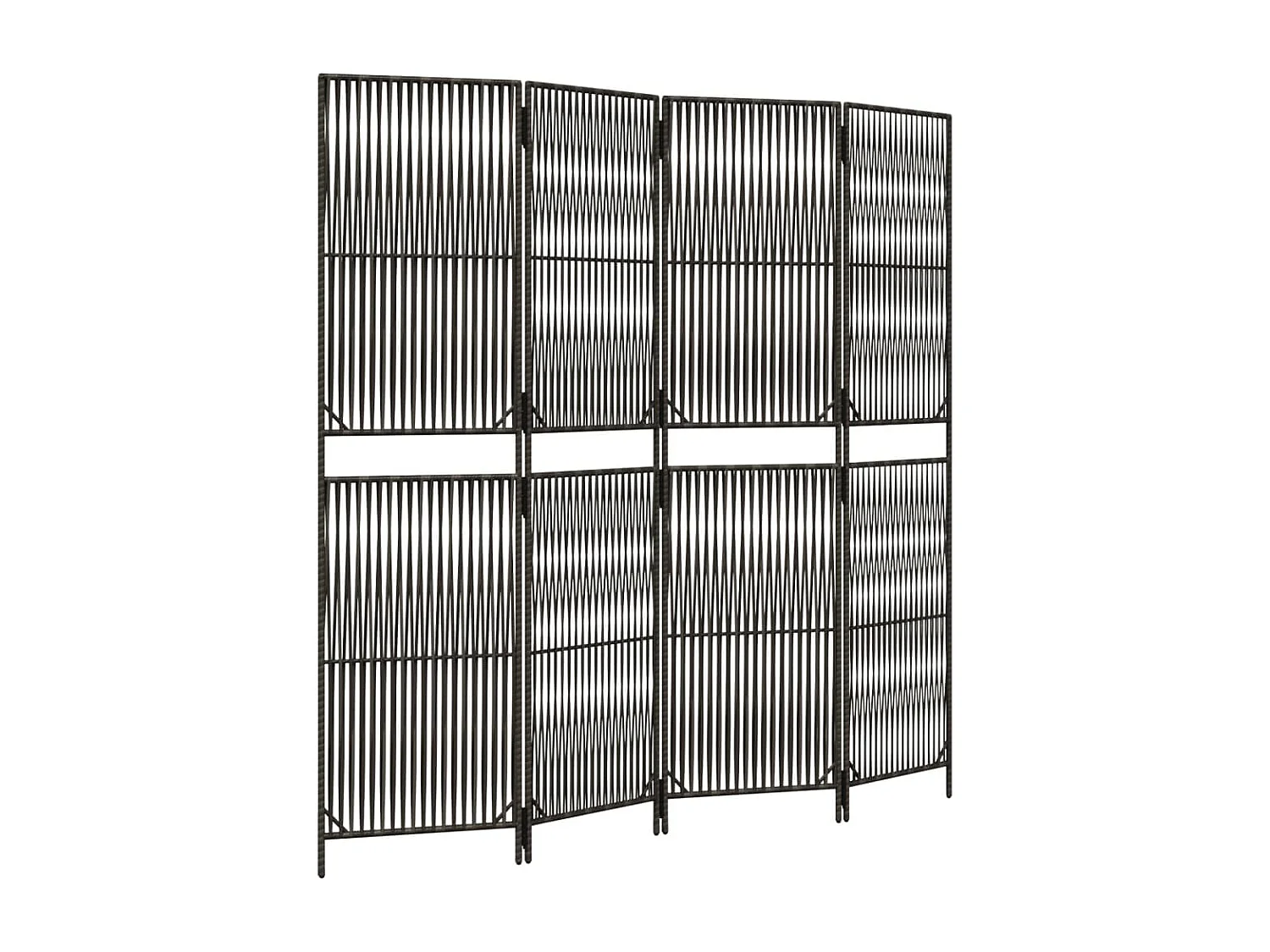 Cloison de séparation 4 panneaux gris résine tressée