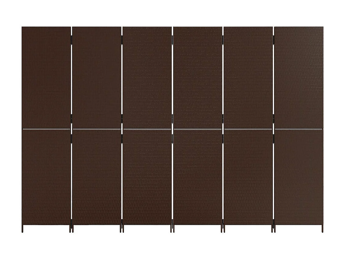 Cloison de séparation 6 panneaux marron résine tressée