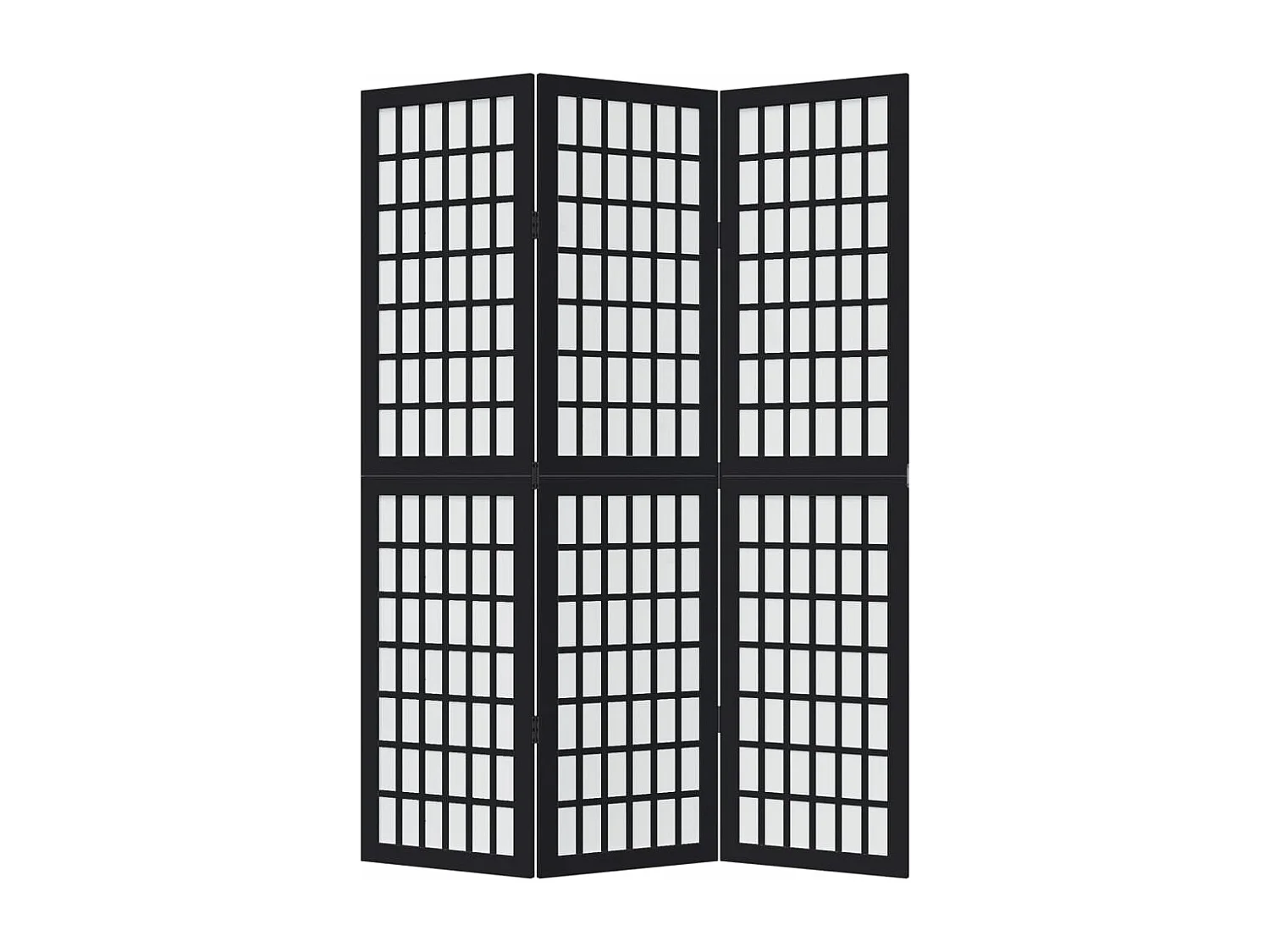 Divisória preta com 3 painéis em madeira maciça de paulownia