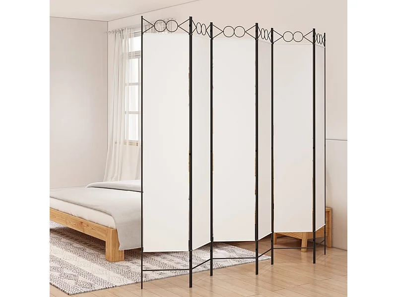 Cloison de séparation 6 panneaux Blanc 240x220 cm Tissu