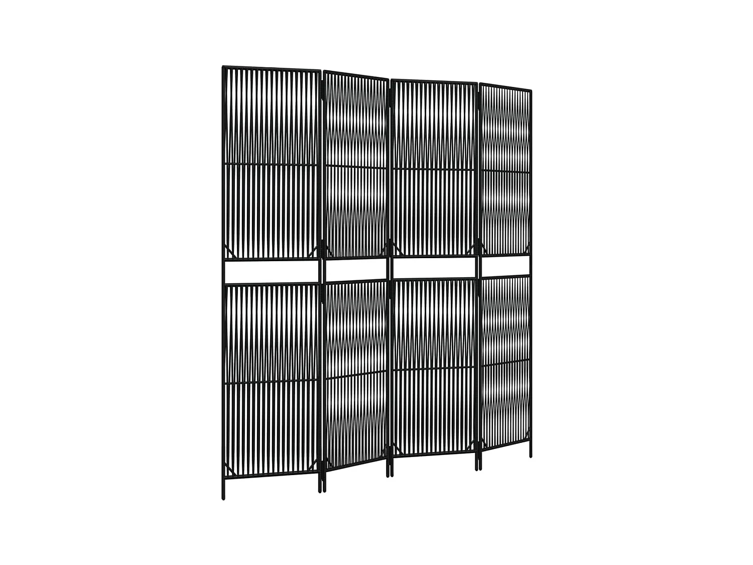 Cloison de séparation 4 panneaux noir résine tressée