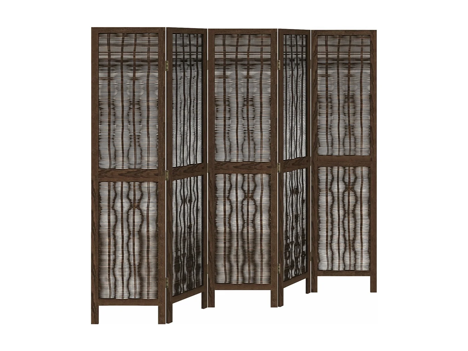 Donkerbruine massieve paulownia scheidingswand met 5 panelen