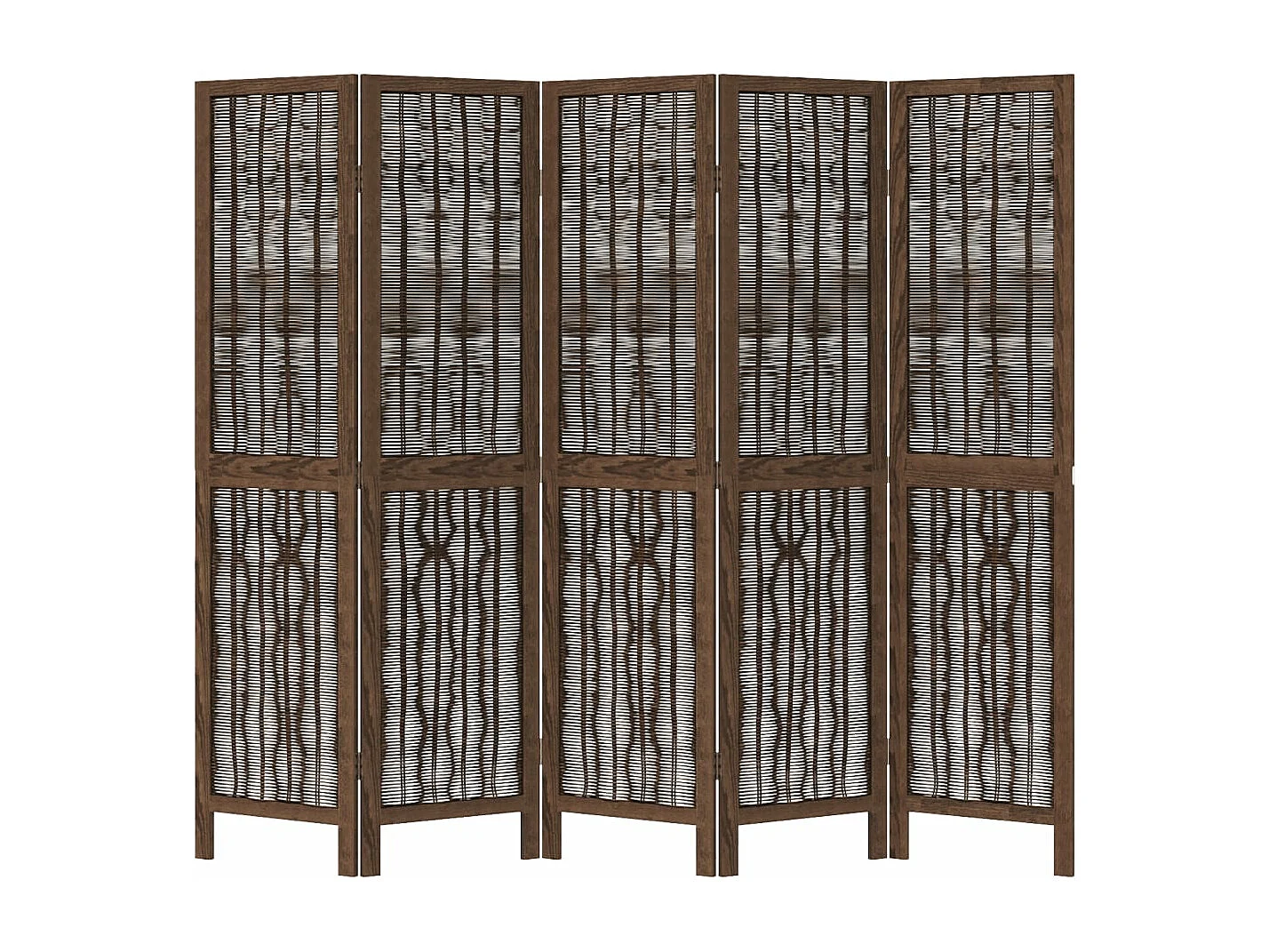 Donkerbruine massieve paulownia scheidingswand met 5 panelen