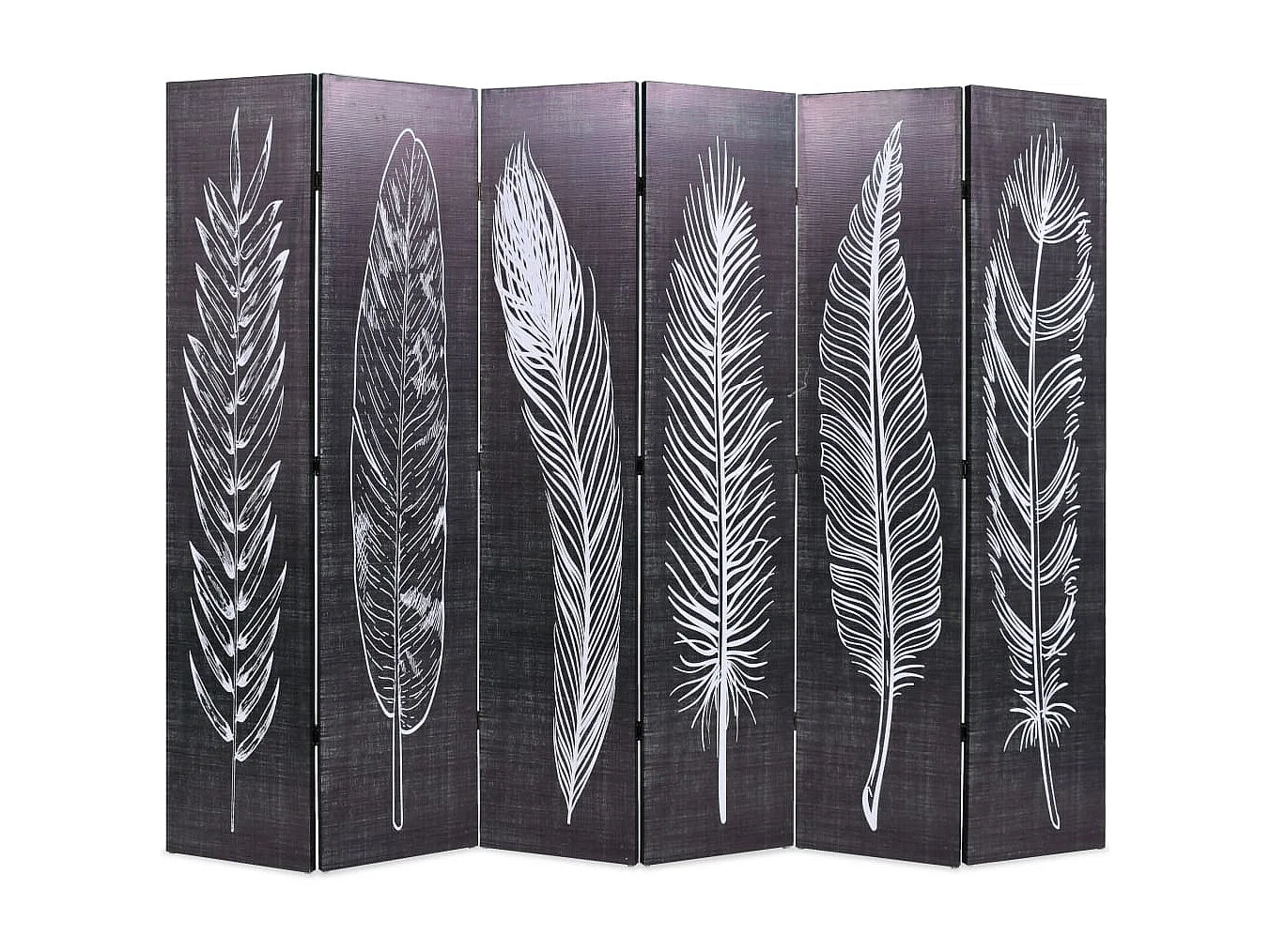 Cloison de séparation pliable 228 x 170 cm Plumes Noir et blanc