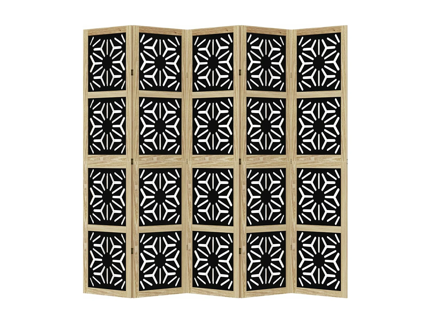 Parete divisoria 5 pannelli in paulownia massiccia marrone nero