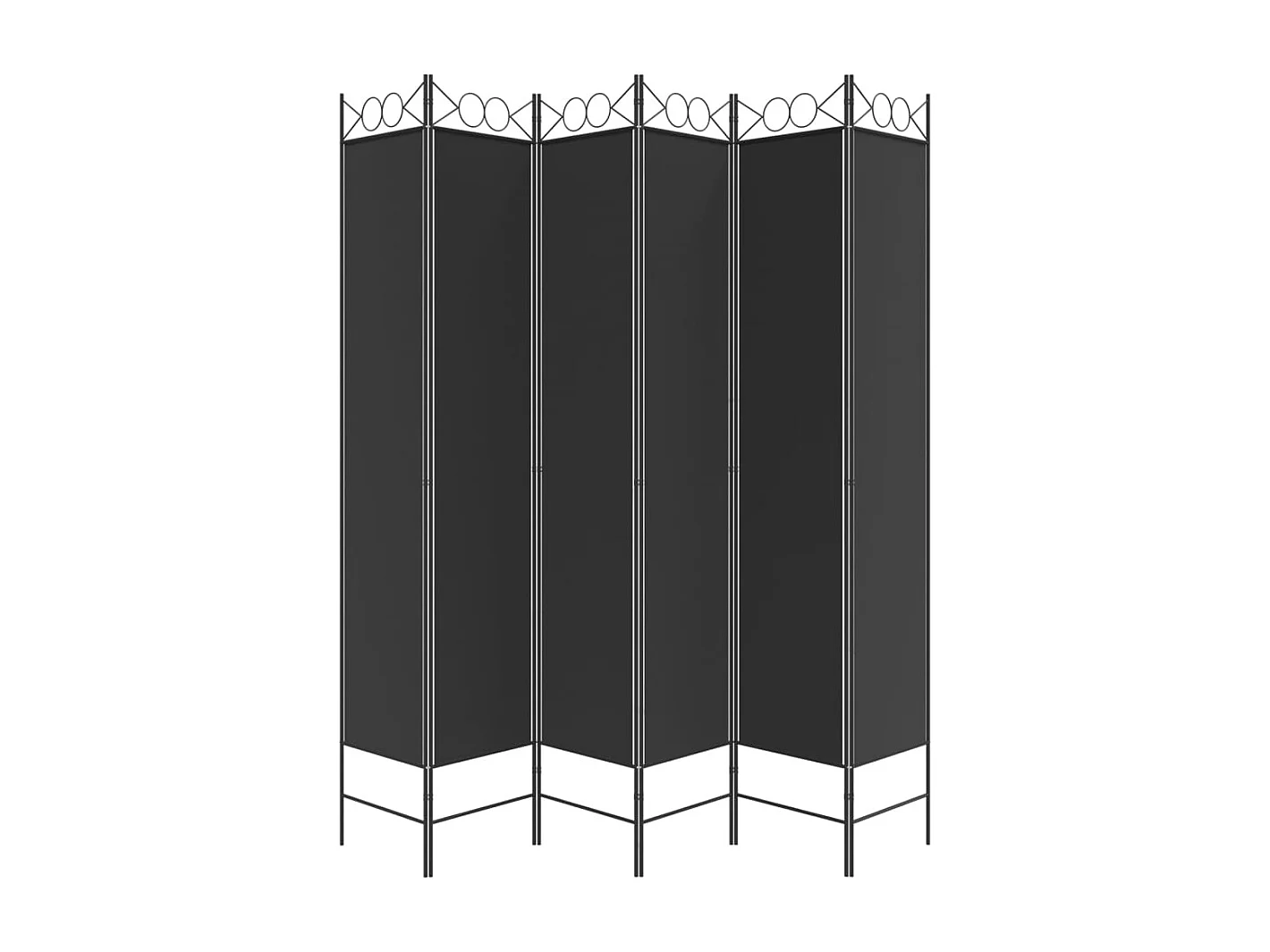 Parede divisória 6 painéis Preto 240x220 cm Tecido