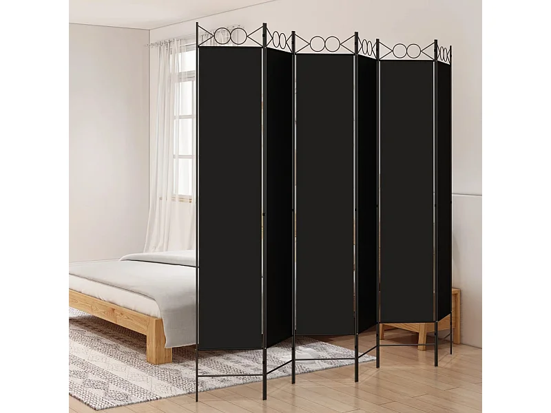 Parede divisória 6 painéis Preto 240x220 cm Tecido