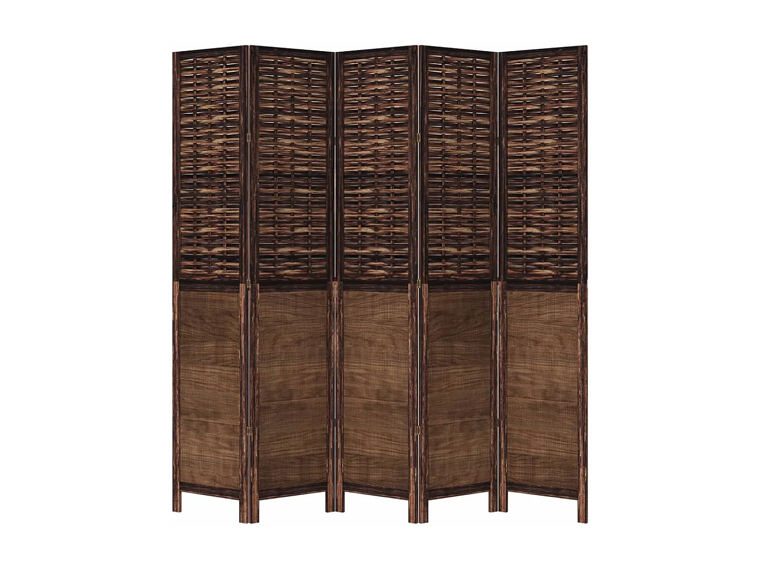 Parede divisória de paulownia sólida marrom escuro de 5 painéis