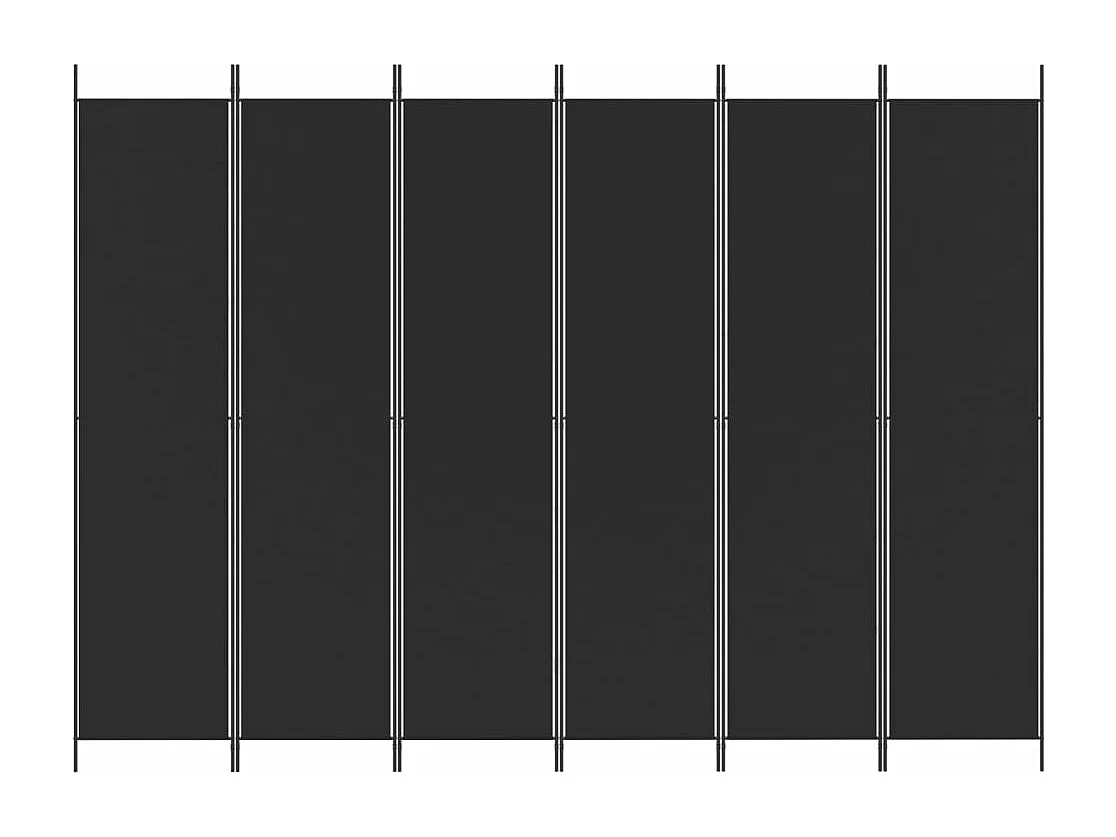 Cloison de séparation 6 panneaux Noir 300x220 cm Tissu