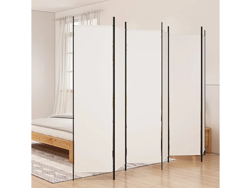 Parete divisoria 6 pannelli Tessuto Bianco 300x200 cm