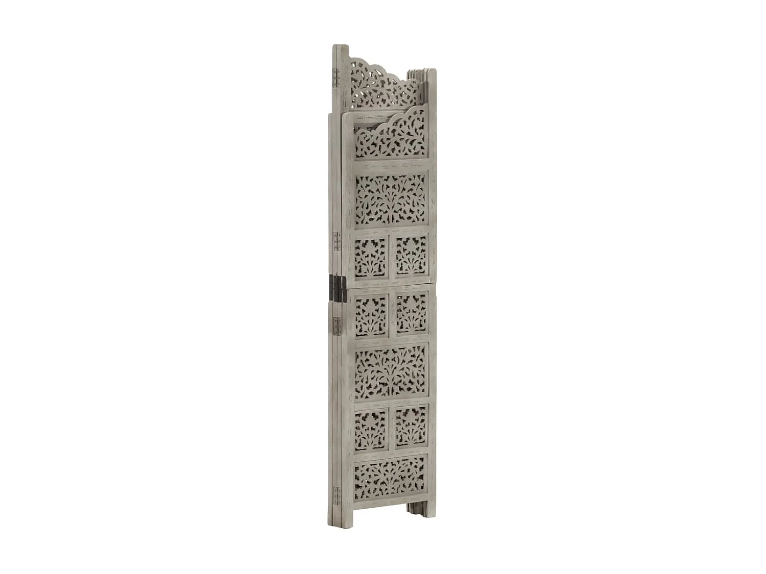 Cloison de séparation 4 panneaux Gris 160x165 cm Bois manguier