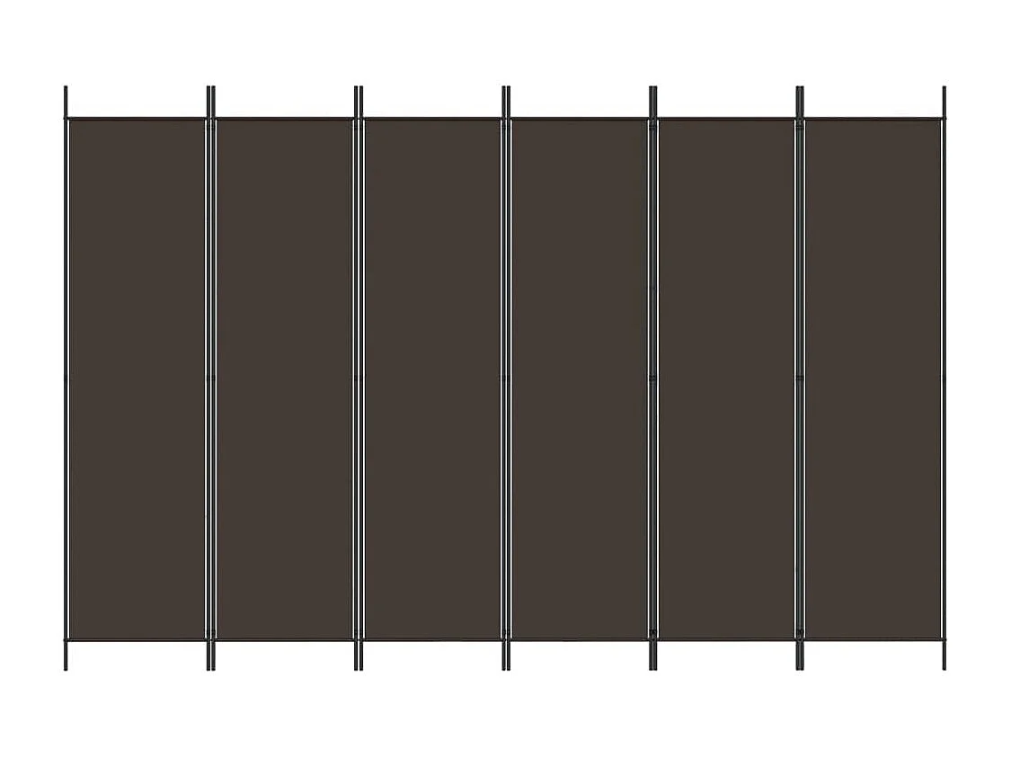 Cloison de séparation 6 panneaux Marron 300x200 cm Tissu