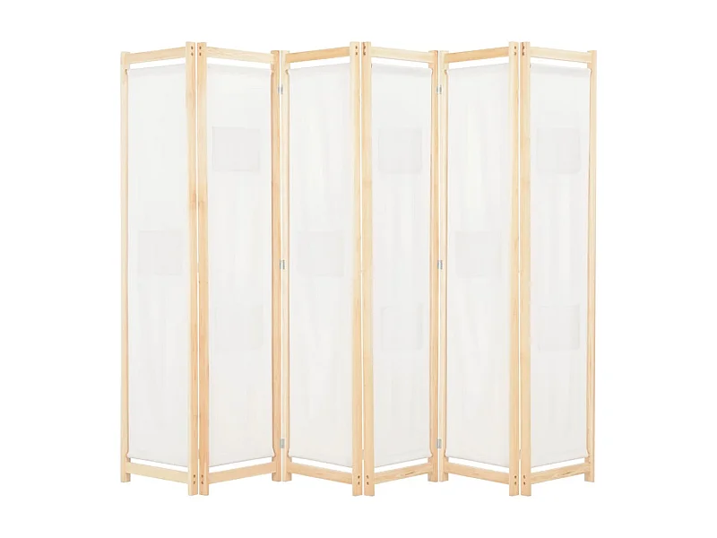 Parede divisória 6 painéis Creme 240 x 170 x 4 cm Tecido
