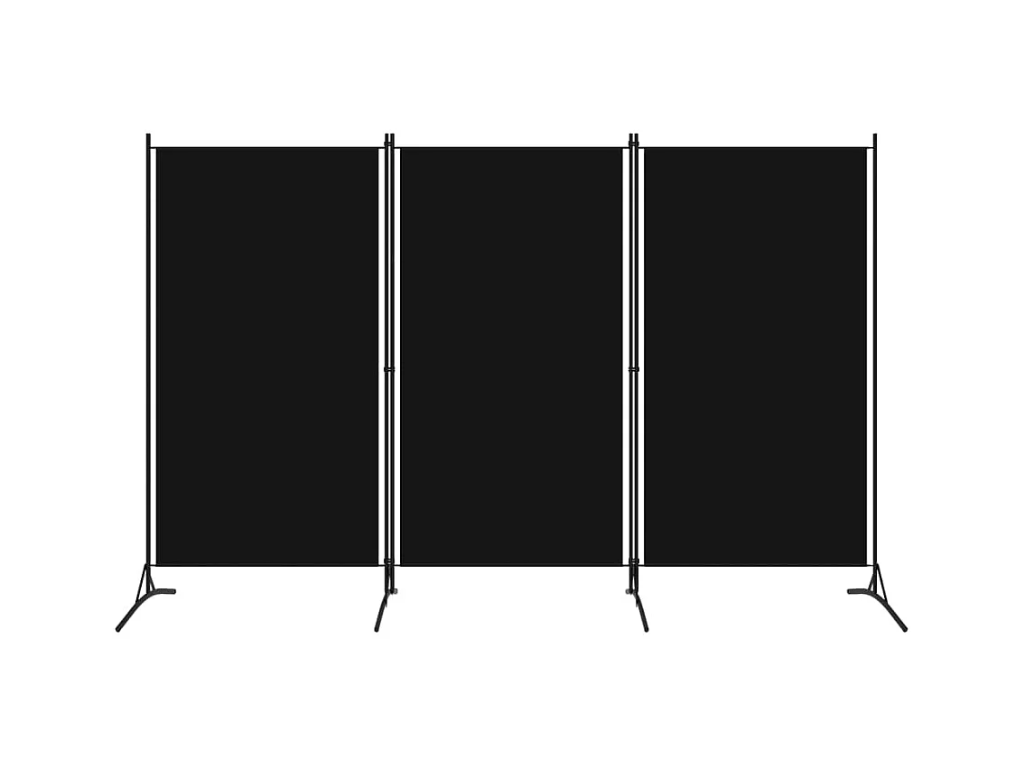 Trennwand 3 Paneele Schwarz 260x180 cm