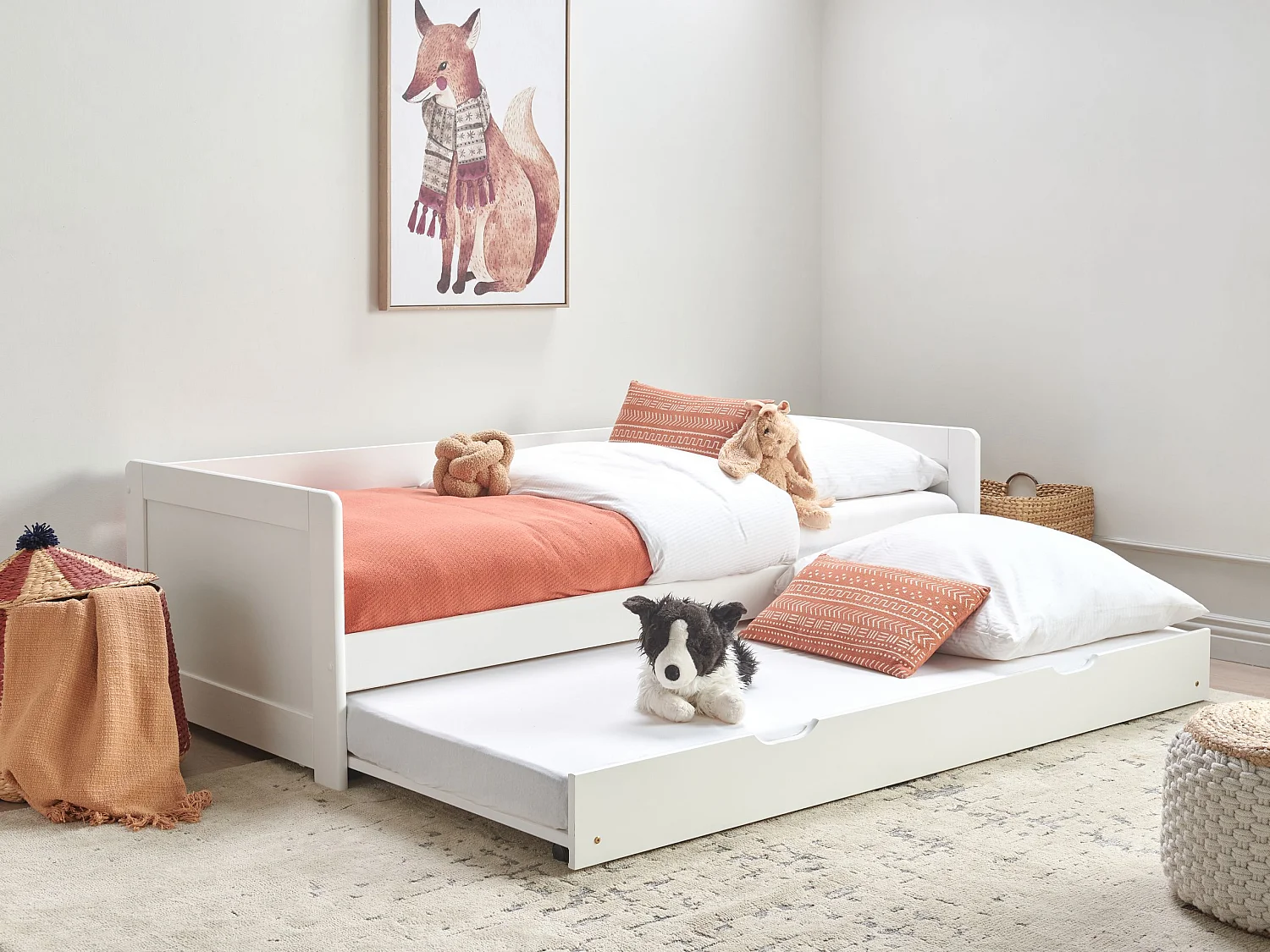 Lit gigogne Bois de pin GRAVELINES 90 x 200 cm Blanc