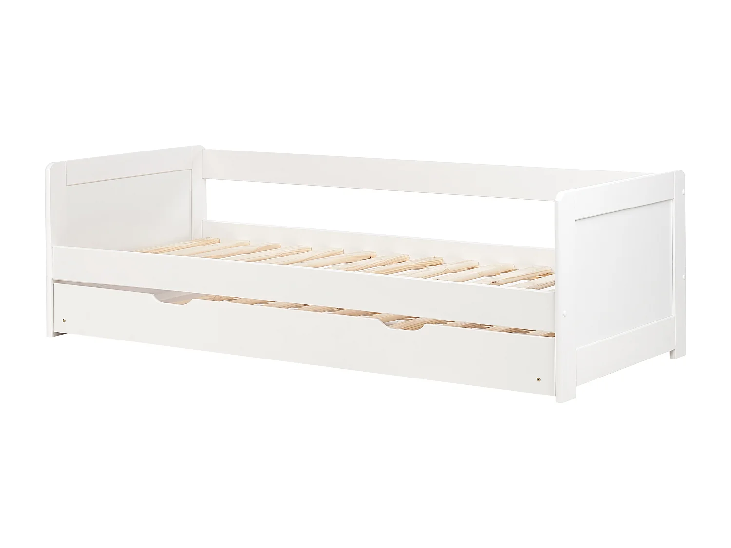 Tagesbett ausziehbar Kiefernholz weiß mit Lattenrost 90 x 200 cm Gravelines