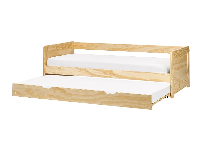 Lit gigogne Bois de pin GRAVELINES 90 x 200 cm Marron clair