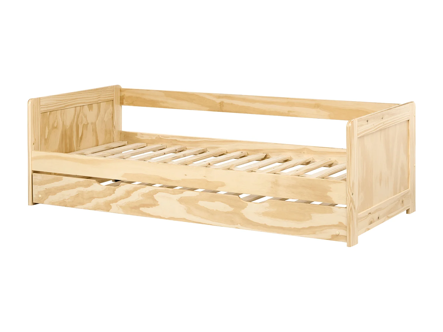 Lit gigogne Bois de pin GRAVELINES 90 x 200 cm Marron clair