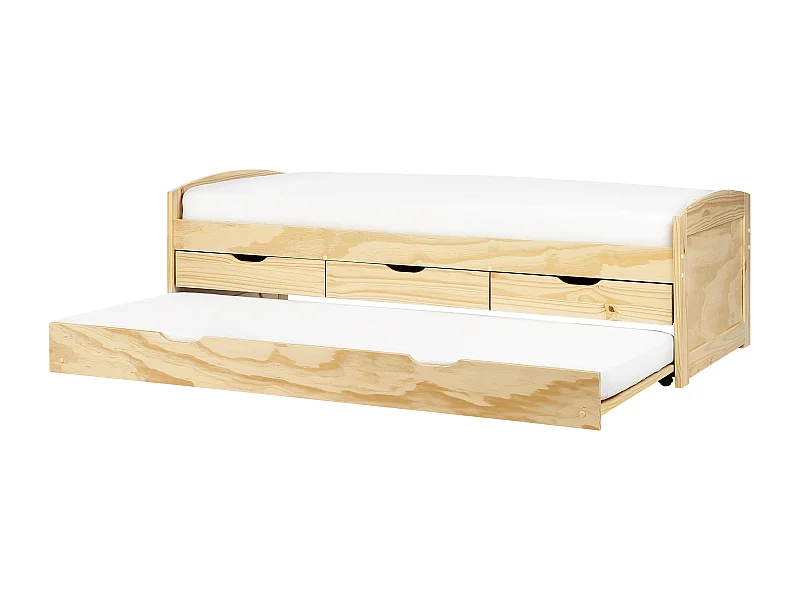 Onderschuifbed Dennenhout PETIVILLE 90 x 200 cm Lichtbruin