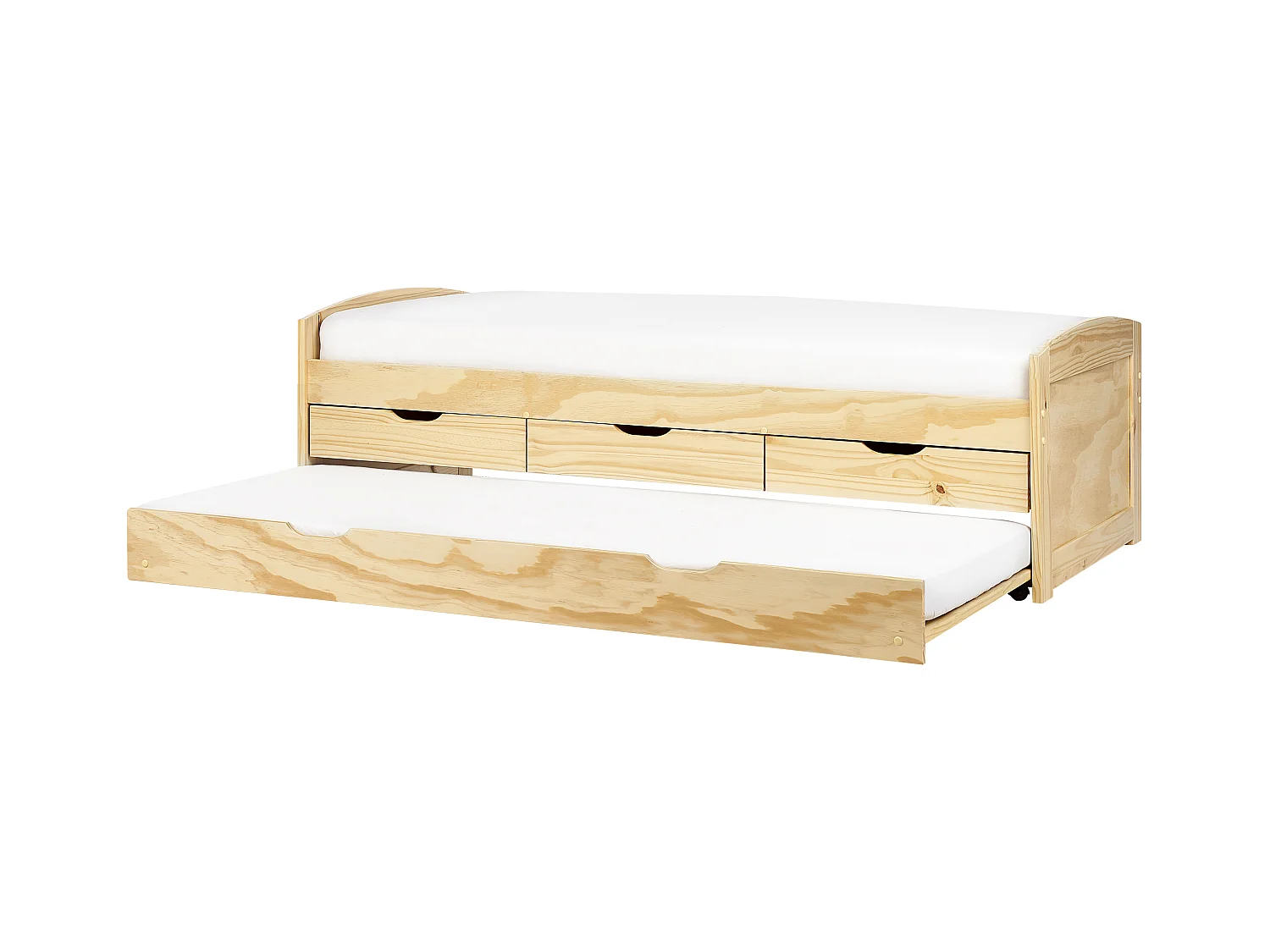 Lit gigogne Bois de pin PETIVILLE 90 x 200 cm Marron clair