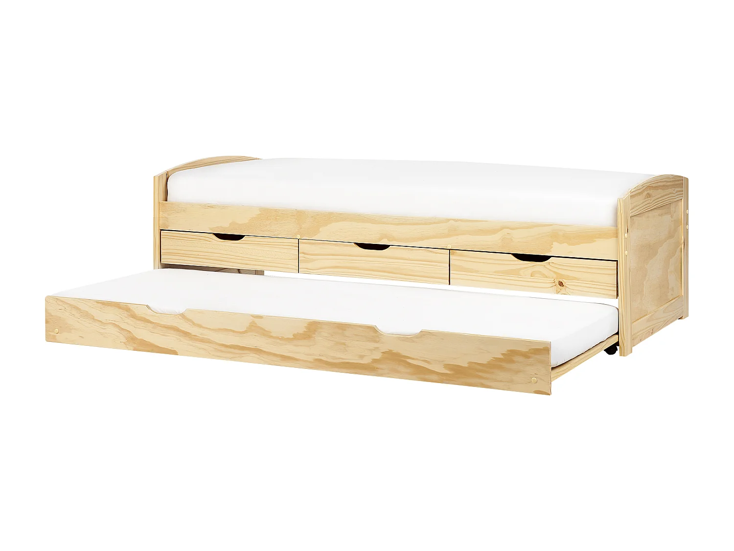 Onderschuifbed Dennenhout PETIVILLE 90 x 200 cm Lichtbruin