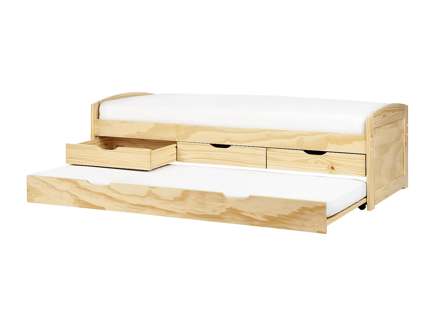 Onderschuifbed Dennenhout PETIVILLE 90 x 200 cm Lichtbruin