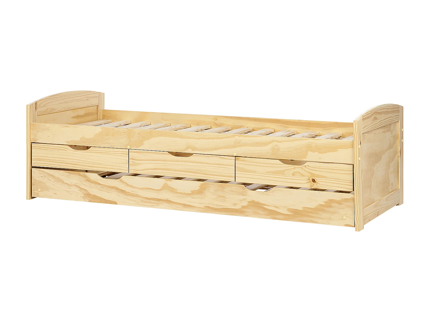 Onderschuifbed Dennenhout PETIVILLE 90 x 200 cm Lichtbruin