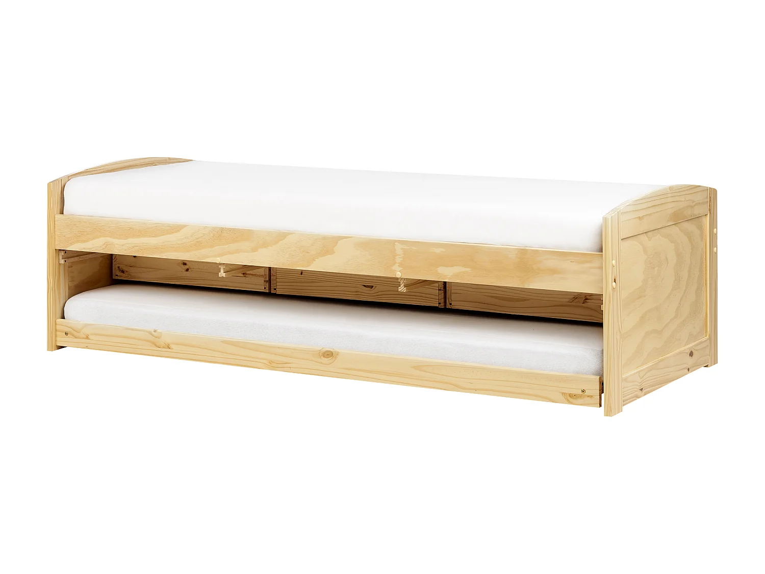 Onderschuifbed Dennenhout PETIVILLE 90 x 200 cm Lichtbruin