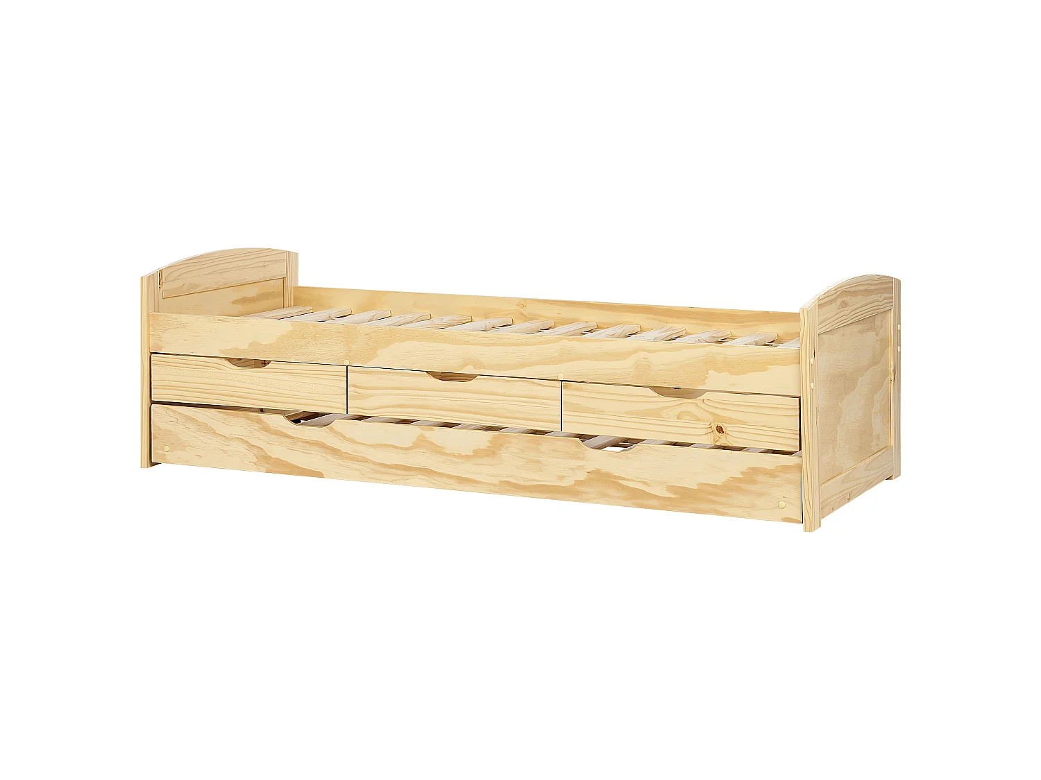 Ausziehbett Kiefernholz PETIVILLE 90 x 200 cm Hellbraun