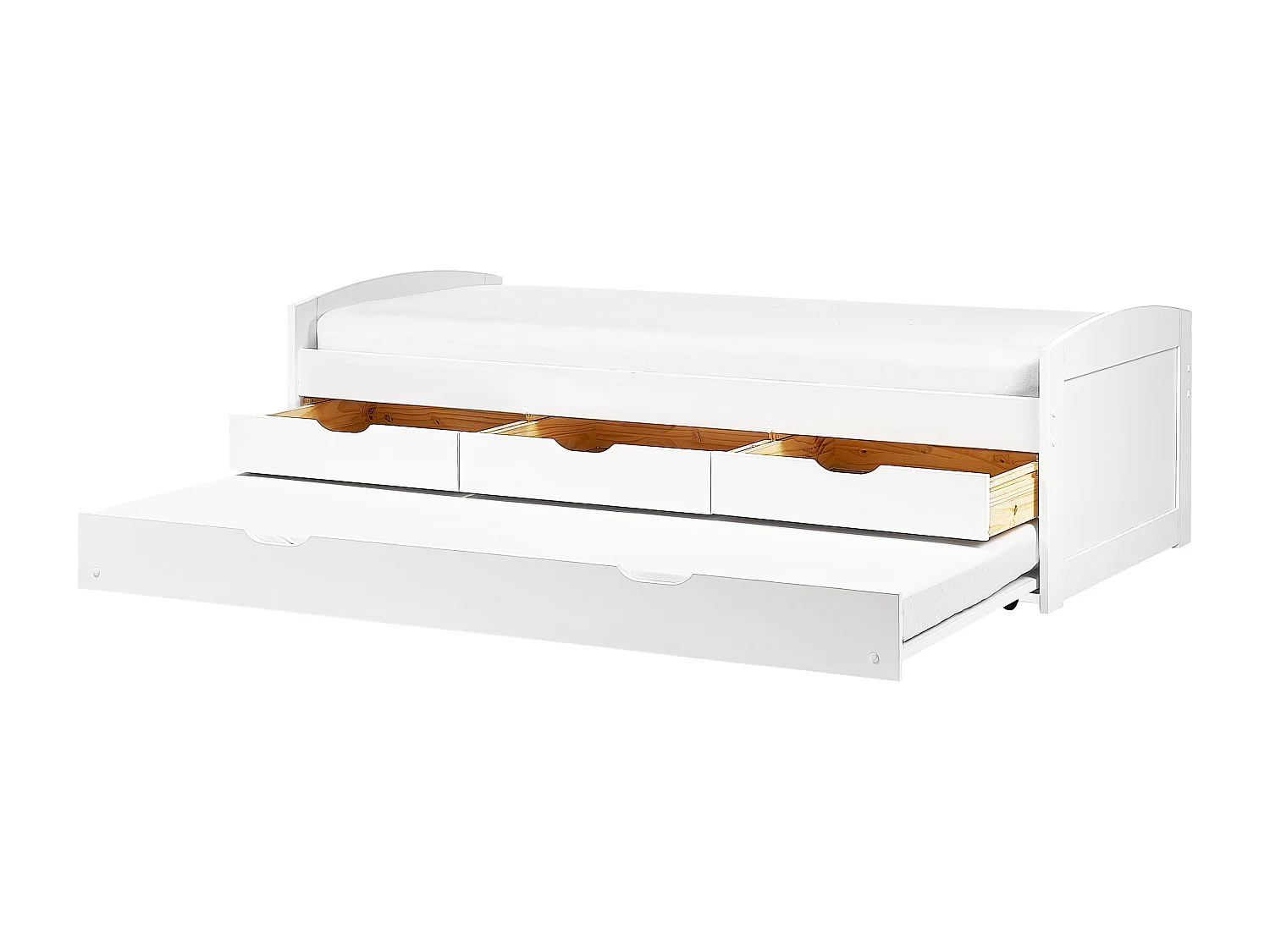 Lit gigogne Bois de pin PETIVILLE 90 x 200 cm Blanc