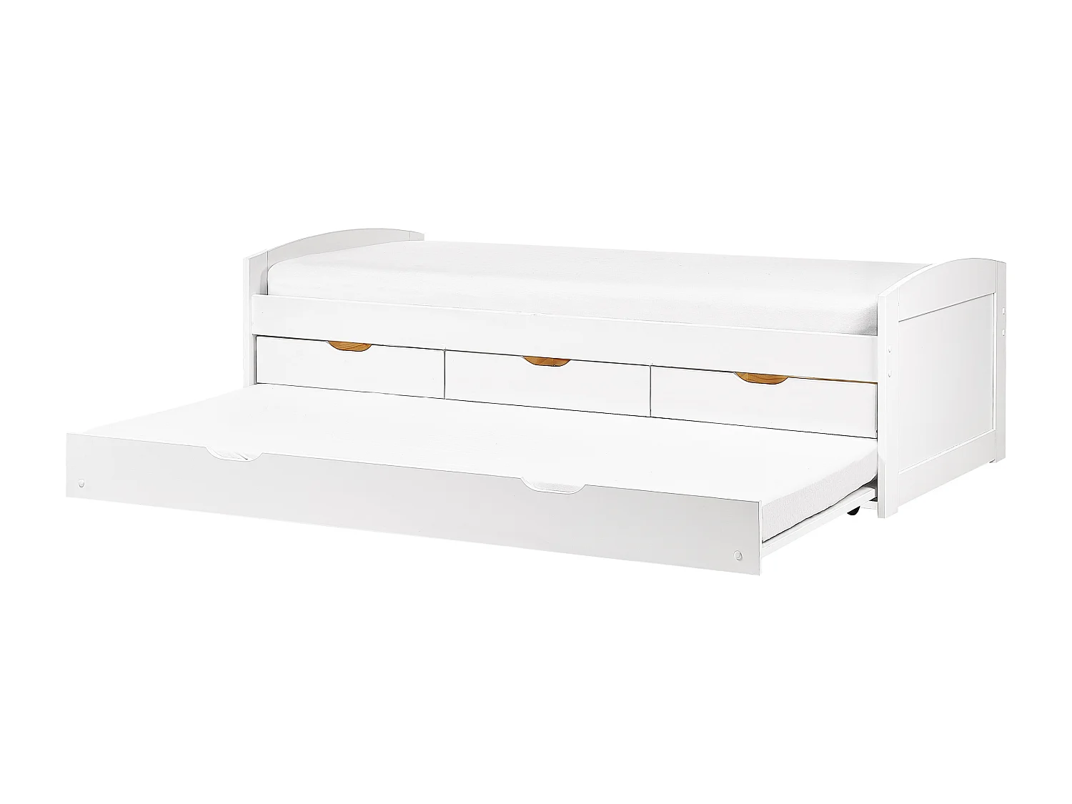 Lit gigogne Bois de pin PETIVILLE 90 x 200 cm Blanc