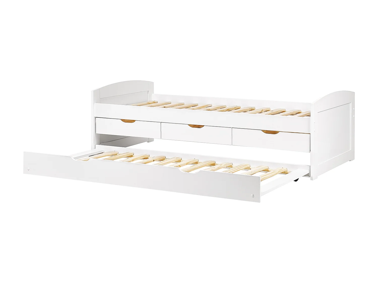 Lit gigogne Bois de pin PETIVILLE 90 x 200 cm Blanc