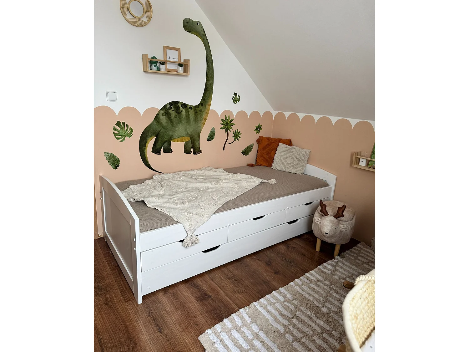 Trundle Bed Pine Wood PETIVILLE 90 x 200 cm (EU Single) White