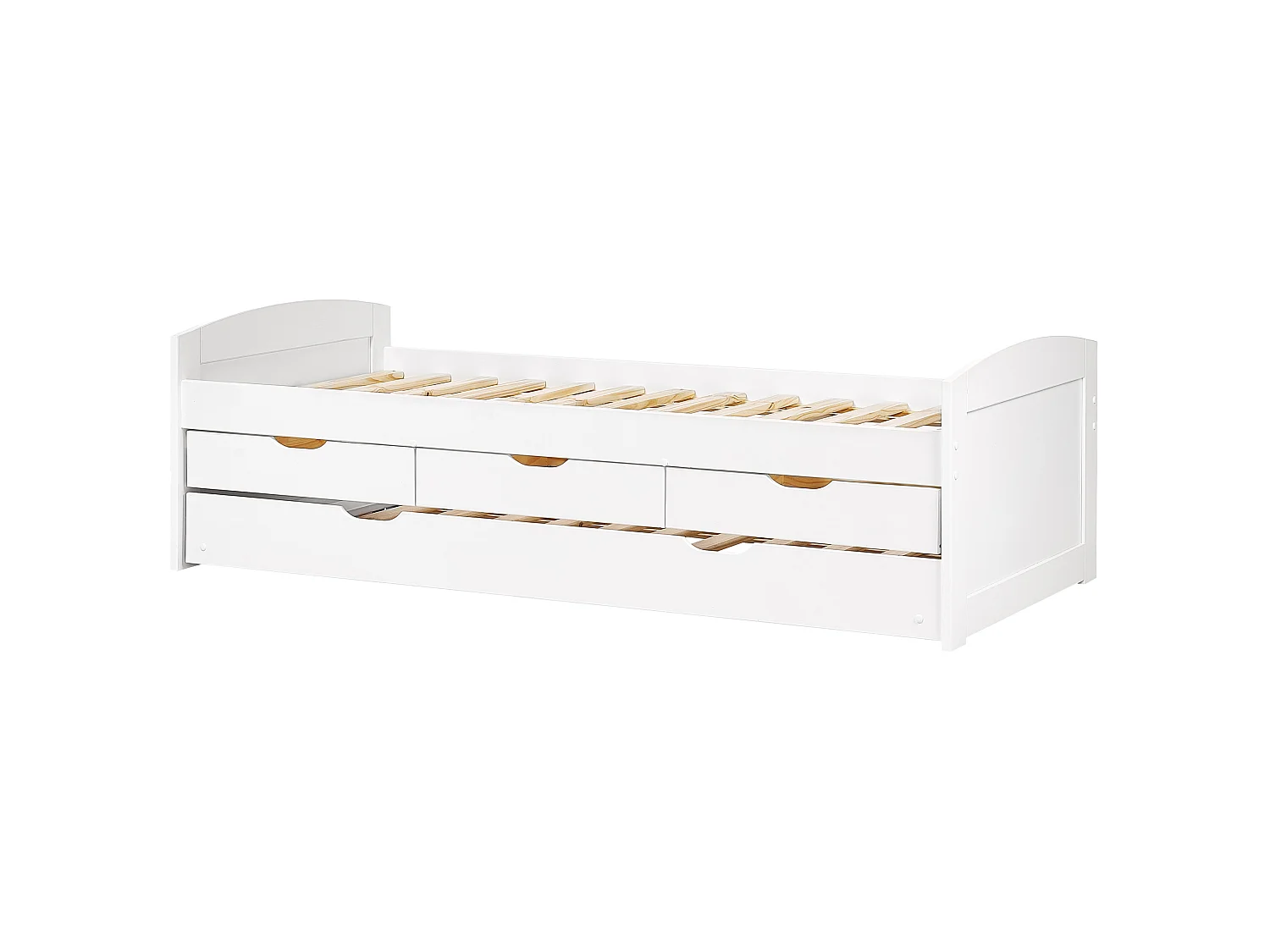 Lit gigogne Bois de pin PETIVILLE 90 x 200 cm Blanc