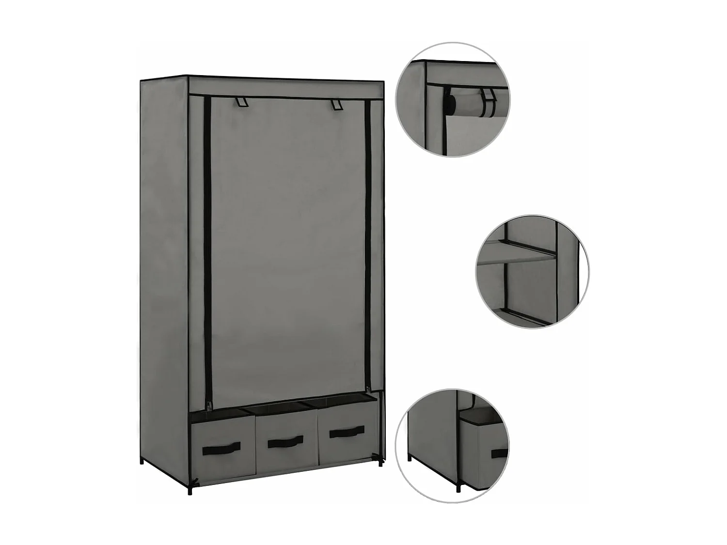 Armadio in tessuto grigio 87 x 49 x 159 cm