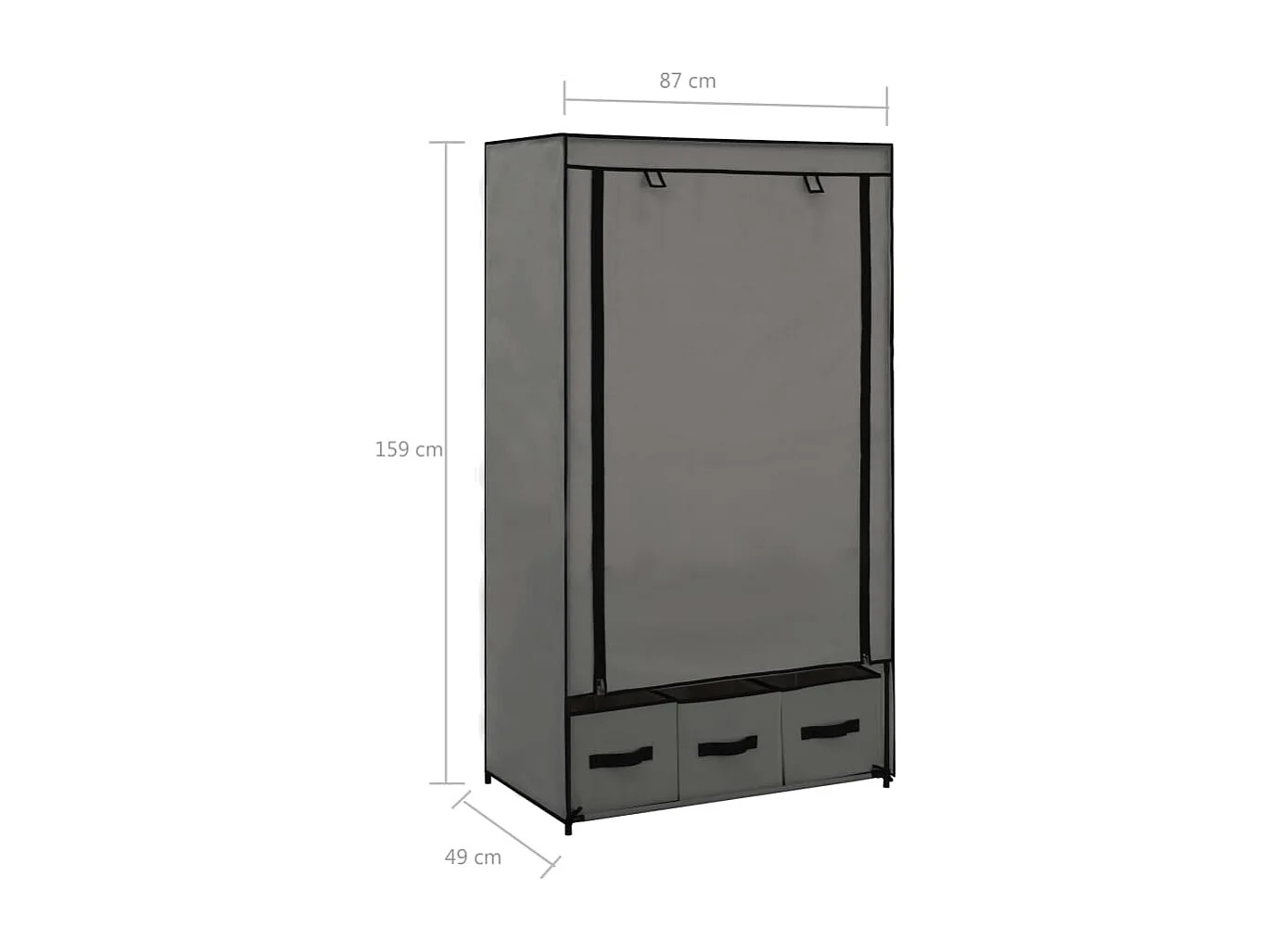 Armadio in tessuto grigio 87 x 49 x 159 cm