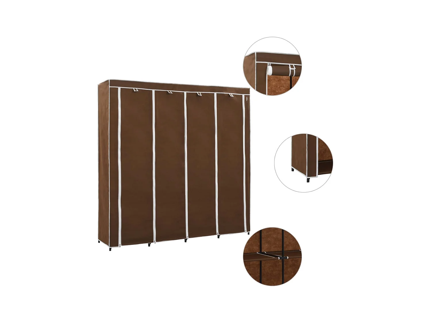 Garde-robe avec 4 compartiments Marron 175x45x170 cm