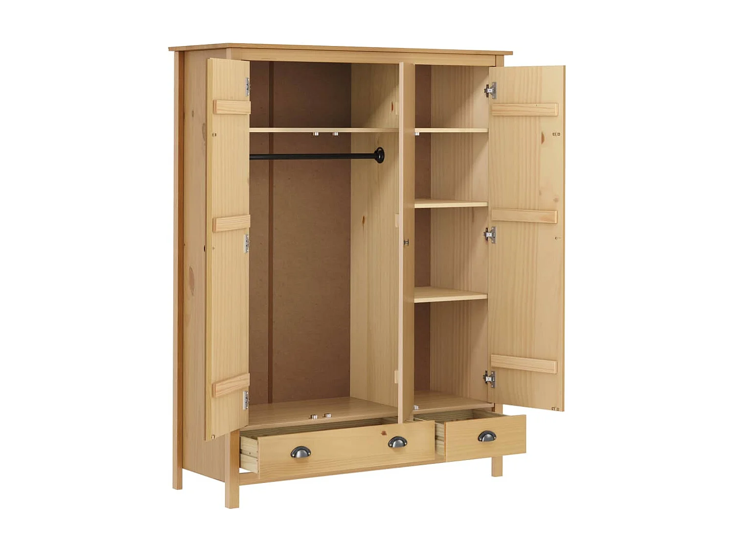Garde-robe à 3 portes Hill 127x50x170 cm Pin solide