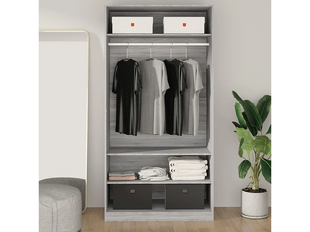 Garde-robe sonoma gris 100x50x200 cm bois d'ingénierie