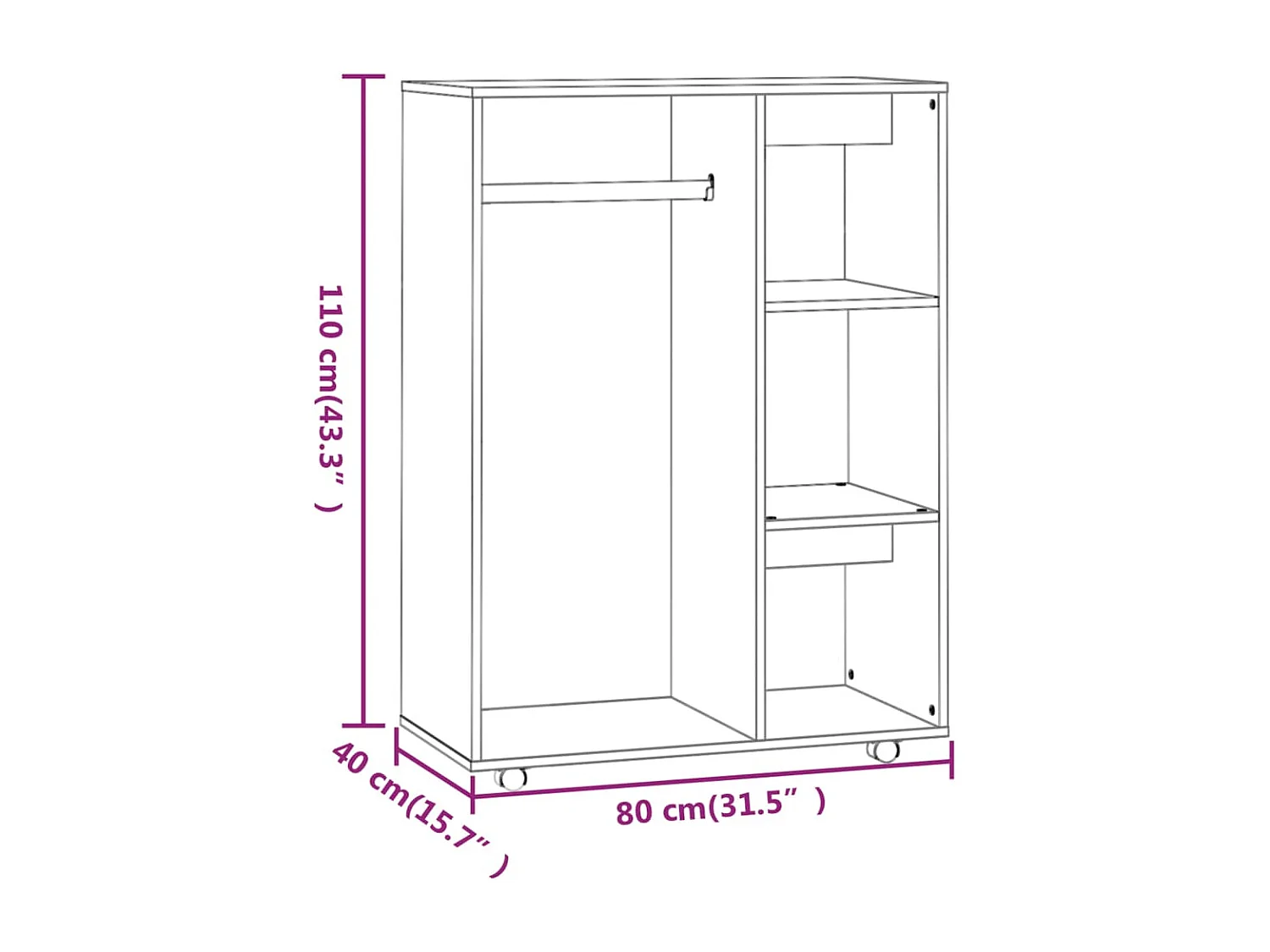 Garde-robe Sonoma gris 80x40x110 cm Bois d'ingénierie