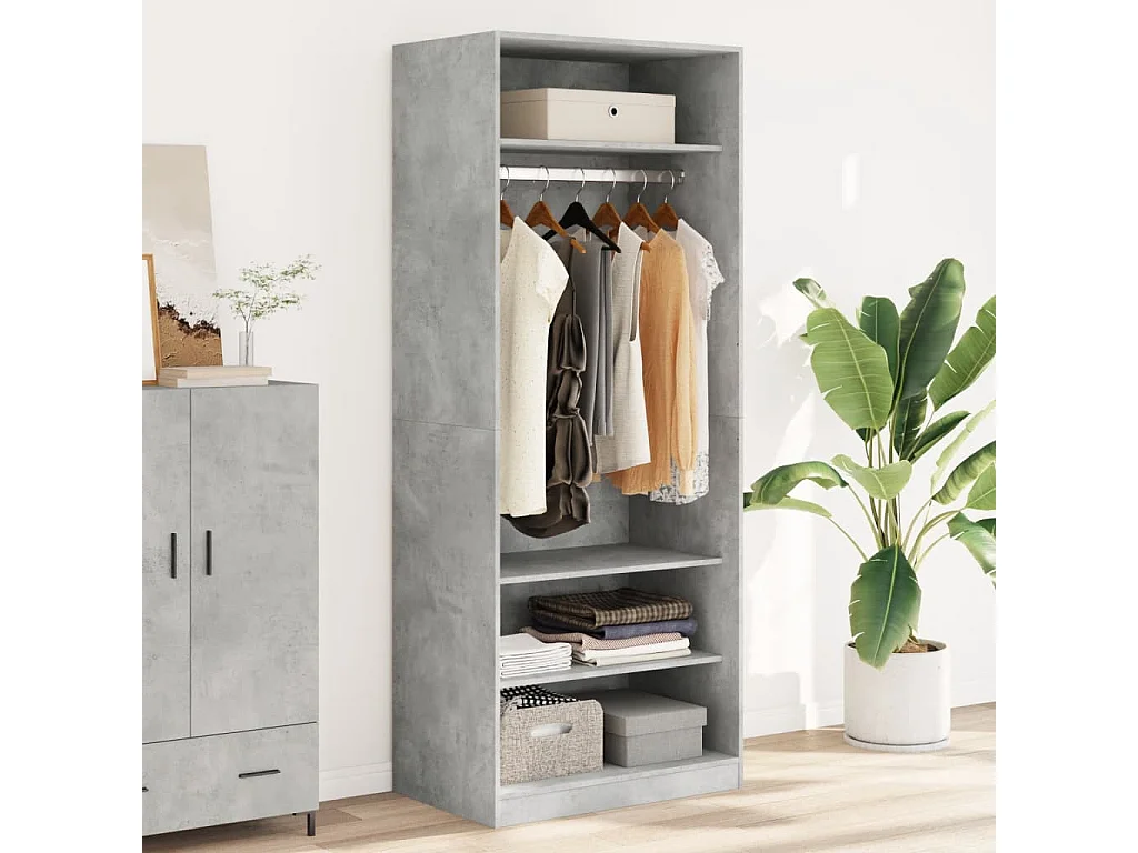 Armadio in multistrato grigio cemento 80x50x200 cm