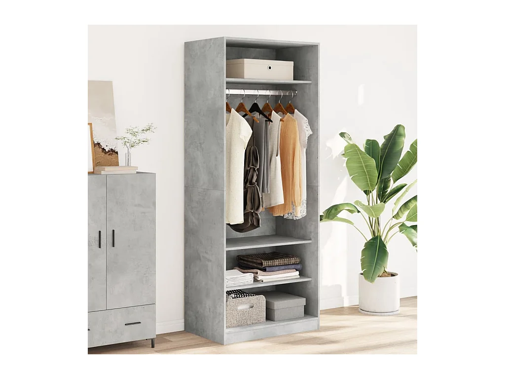 Garde-robe gris béton 80x50x200 cm bois d'ingénierie