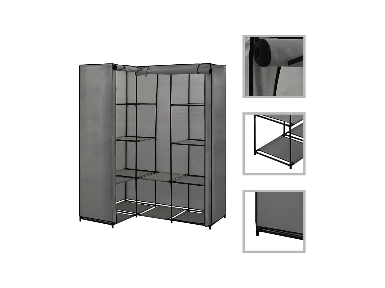 Garde-robe d'angle Gris 130 x 87 x 169 cm