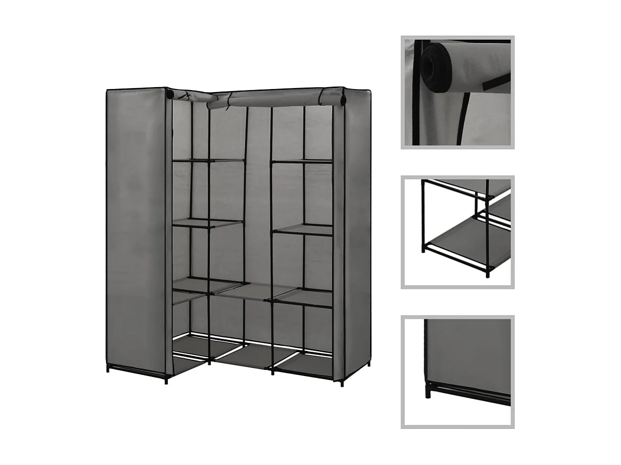 Garde-robe d'angle Gris 130 x 87 x 169 cm