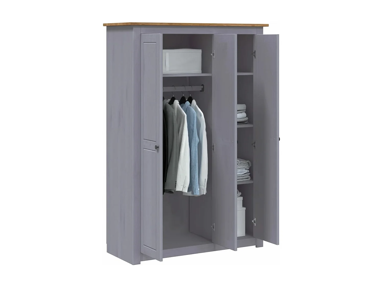 Armadio 3 ante Grigio 118x50x171,5 cm Assortimento Pino Panama