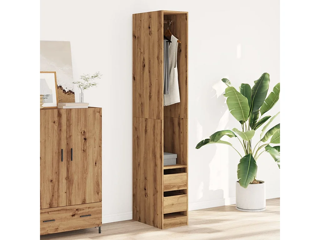 Garde-robe chêne artisanal 30x50x200 cm bois d'ingénierie