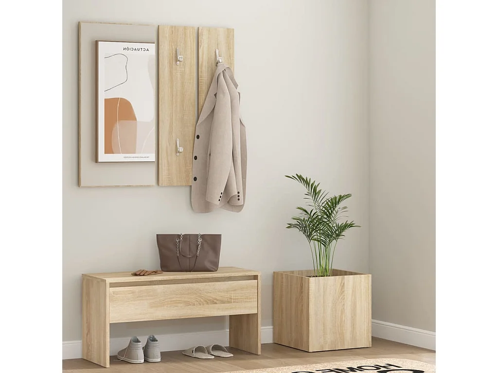 Conjunto de muebles de entrada de madera de ingeniería de roble Sonoma