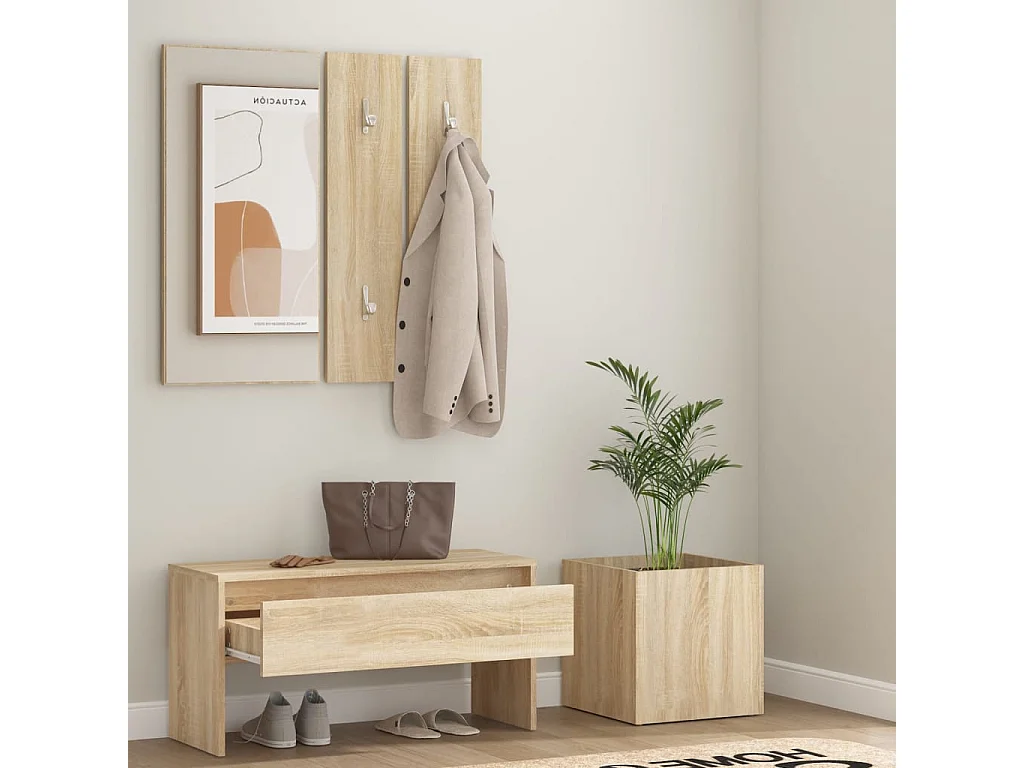 Conjunto de muebles de entrada de madera de ingeniería de roble Sonoma