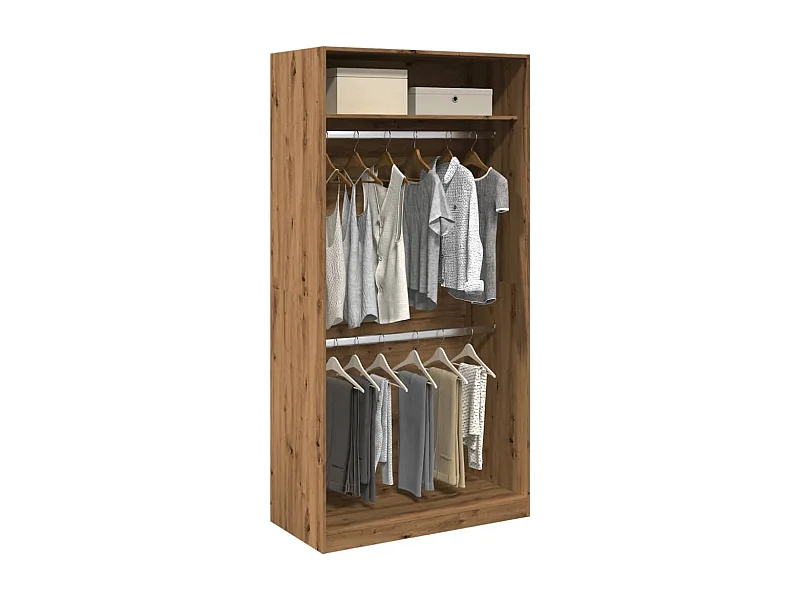 Garde-robe chêne artisanal 100x50x200 cm bois d'ingénierie